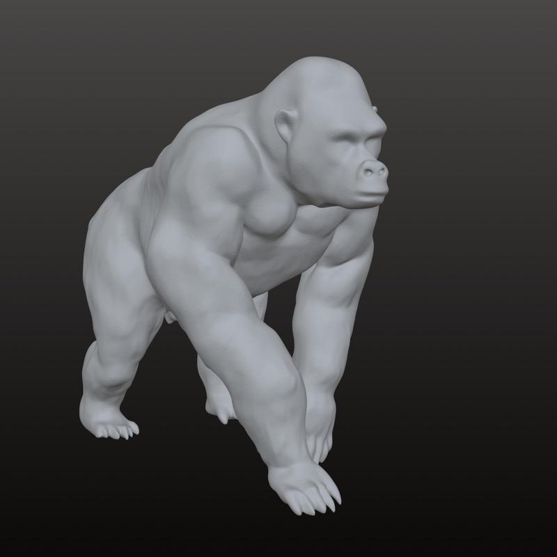 Ape Base Mesh OBJ 3D Model – Raw Editable Evolution March Primate for Practice, Kitbash & Sculpting (Base Model)