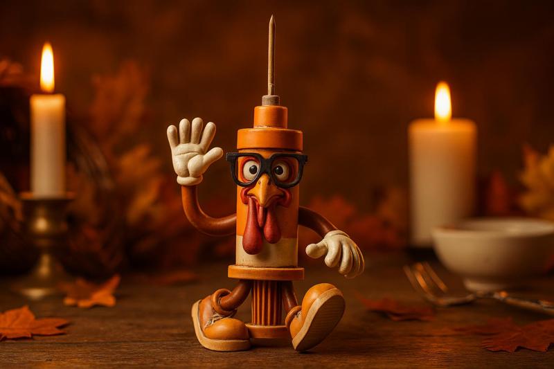 Funny Chicken Syringe Cartoon Character | Whimsical 3D Print for Collectors & Gag