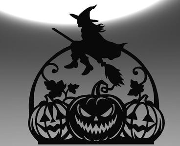 Scary Pumpkins and Witch – Halloween Line Art
