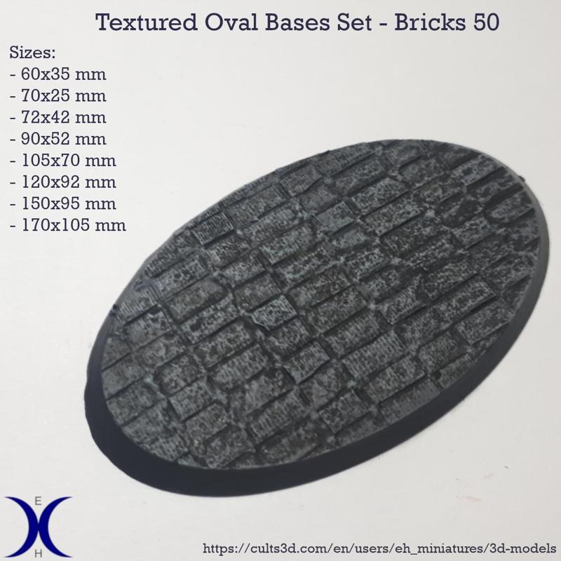 Oval Bases Set – Bricks 50 Texture (60–170MM) | Perfect For Tabletop Wargames & RPG's