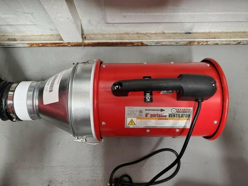 K40 4" Exhuast to 8" Harbor Freight Portable Ventilator