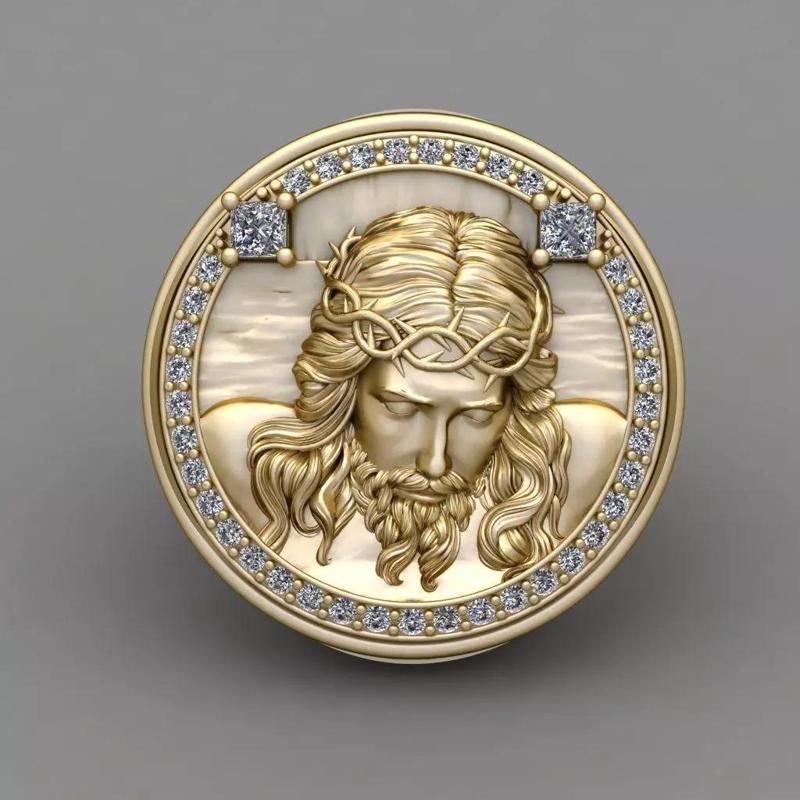 Jesus Diamond Ring 3d Print Model