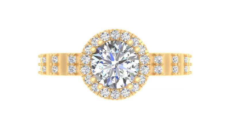 Majestic Vintage-Inspired Round-Cut Diamond Halo Engagement Ring