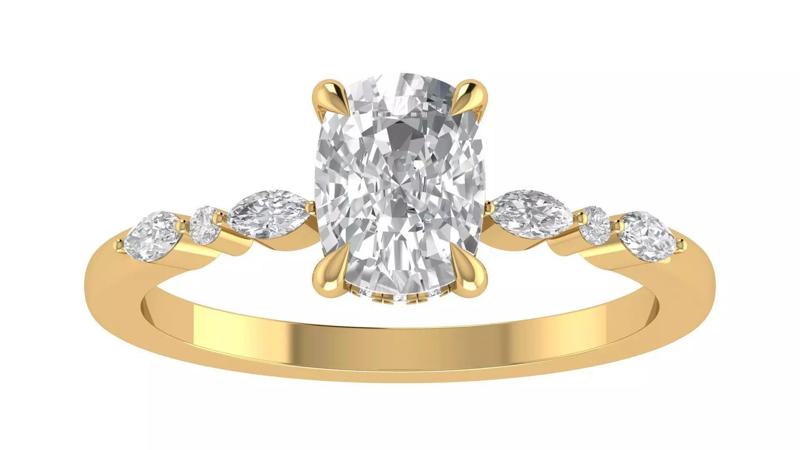Cushion Diamond 3 Stone Engagement Ring