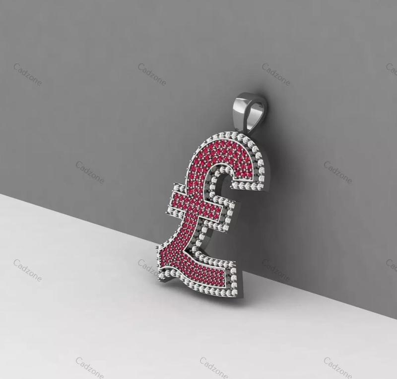 Pound Sterling Symbol Pendant-3D Jewelry Model