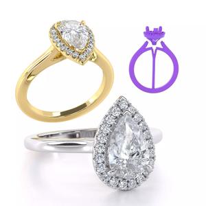 Pear Cut Halo Engagement Ring