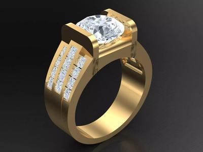 Princess Diamond Multi Cluster Men Ring 1MR36