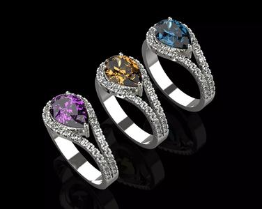 Pear Cut Ring With Diamonds N69