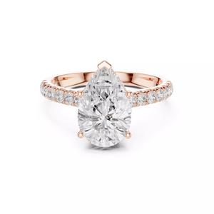 Pear Cut Hidden Halo Pave Diamond on Bridge Ring 3DM STL Video