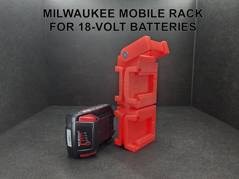 Mobile Rack For Milwaukee 18V Batteries (Model 4 batterie )