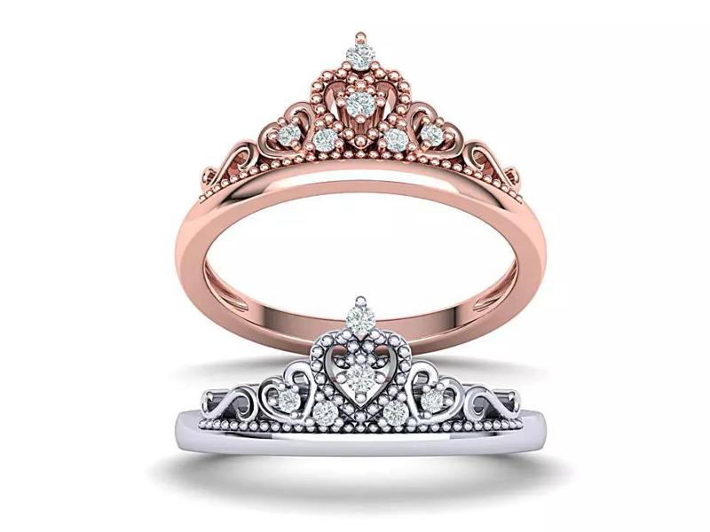 Princess Crown Ring Tiara ring 3dmodel N10372