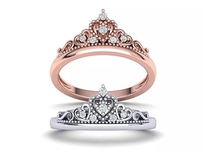 Princess Crown Ring Tiara ring 3dmodel N10372