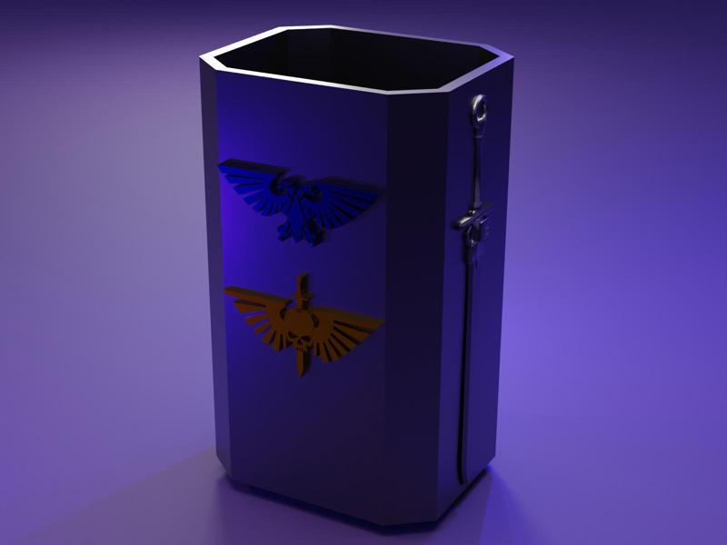 Space Marines Vase / brush holder with two Iconic Emblem