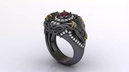 Buffalo Ring Bull Ring With Stone Gents Ring Gents Rings