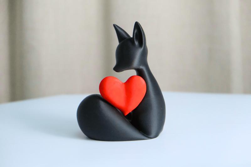 Charming Fox Heart Sculpture