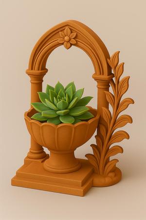 Gothic Arch Succulent Planter with Ornamental Frame
