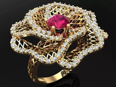 Mesh flower ring - Italian rings - Womens Rings - N6426