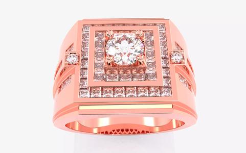 Mens Solitaire Ring 3dm stl renders details