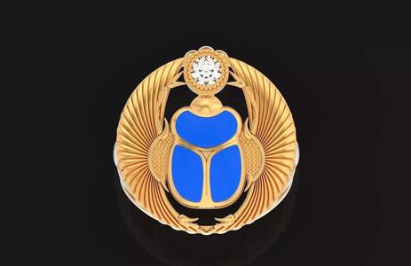 ring scarob beetle and cabochon or enamel  Egiret amulet 648