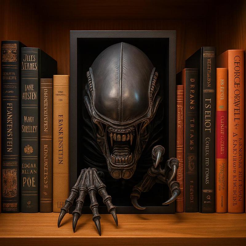 Alien Monster book nook 3D Print Model –  Creepy Decorative Sculpture STL-| Sci-Fi Creature Diorama for Bookshelf Decoration