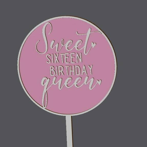 Cake Topper - Sweet 16 - Queen