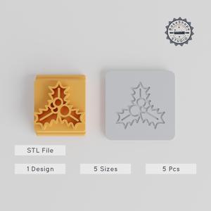 Mistletoe Stamp Tile Collection, 5 Size Variations, Perfect for Clay & Cookies, Holiday Greenery Decoration