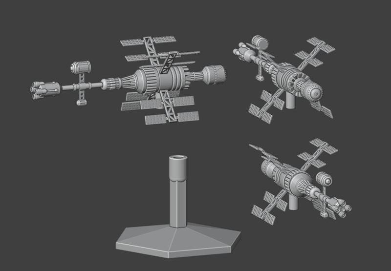 Space Combat Space Station and Flight Base STL | 3D Printable Sci-Fi Terrain and Miniatures for Tabletop Gaming
