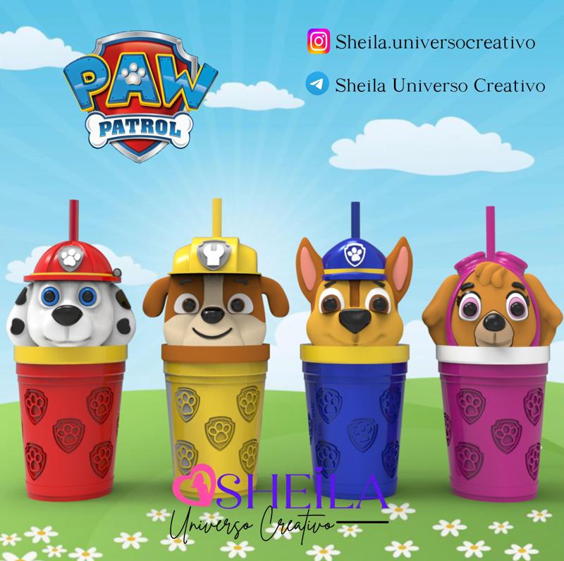 PAW PATROL MILK SHAKER CUP PACK - SKYE, MARSHALL, CHASE, BOGGIE