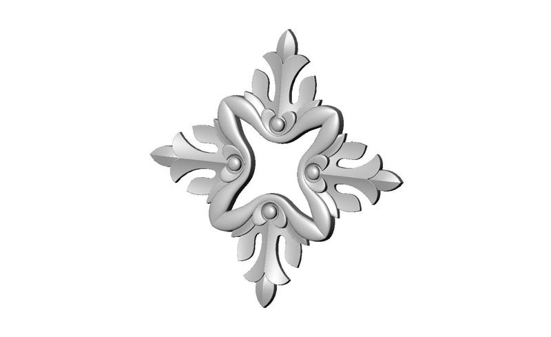 Open square floral rosette carving molding relief onlay 3D print model