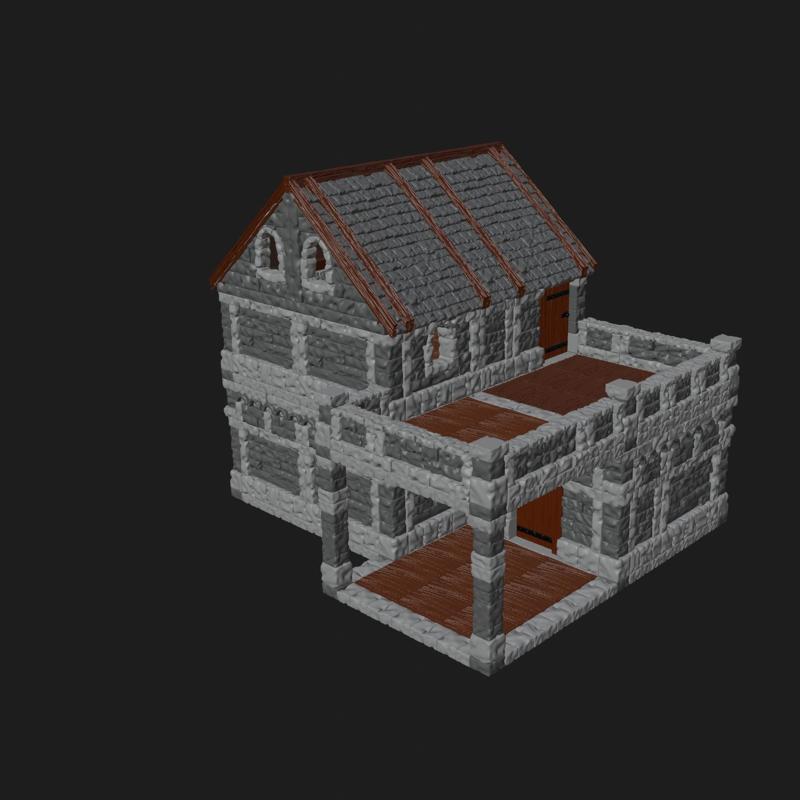 STL fantasy medieval stone houses 28mm scale for tabletop games