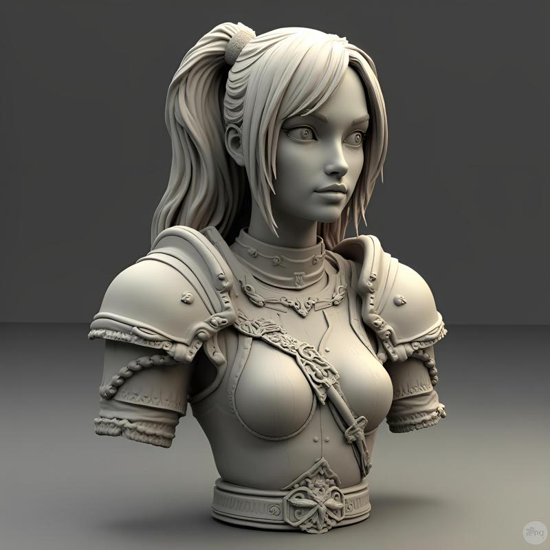 100mm Fantasy Female Bust: High-Detail 3D Print
