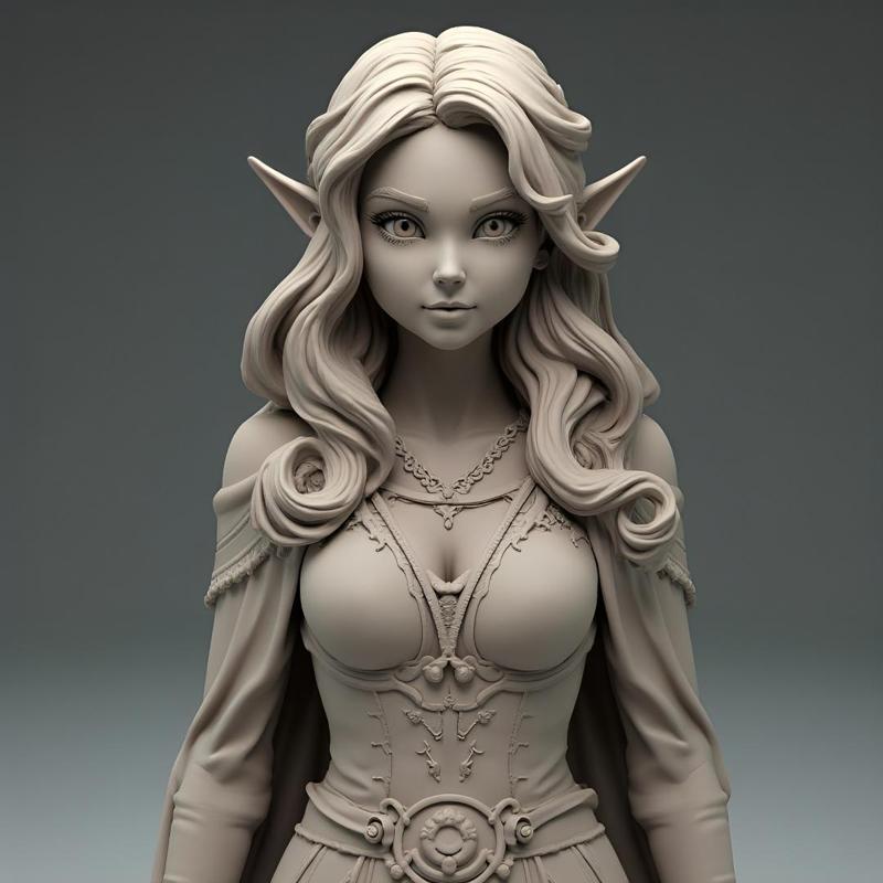 Fantasy Female Bust: High-Detail 3D Print