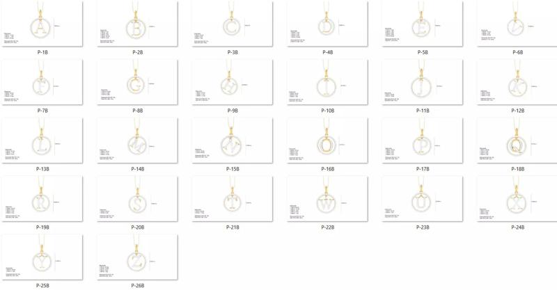 26 Diamond Alphabet Pendants Letters 3dm details