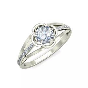Elegant Round Cut Floral Halo Moissanite Wedding Ring