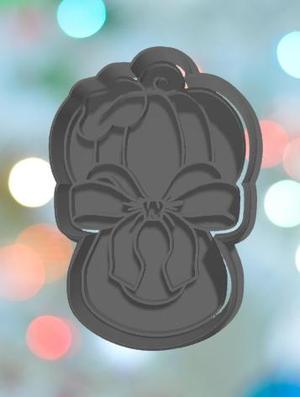 Baby Shower Pumpkin Rattle With Bow Cookie Cutter