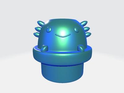 POT/PENCIL HOLDER OF A LITTLE AXOLOTL IN A POT.