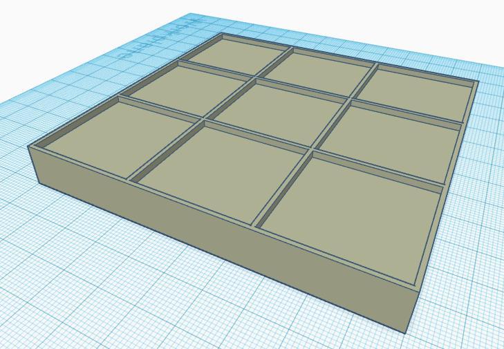 simple 10x10cm 3x3 square board game board