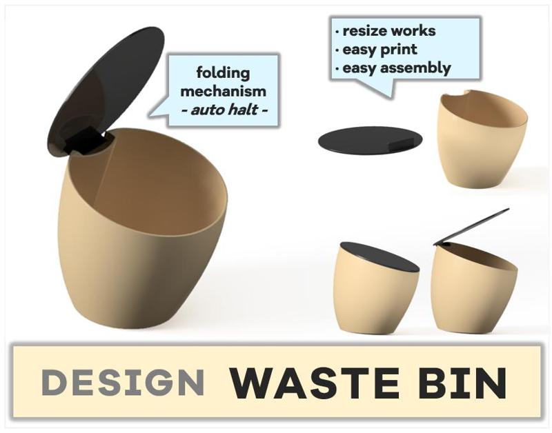 Design Waste Bin / Trash Bin - for Desk, Kitchen Counter, Workspace, ..