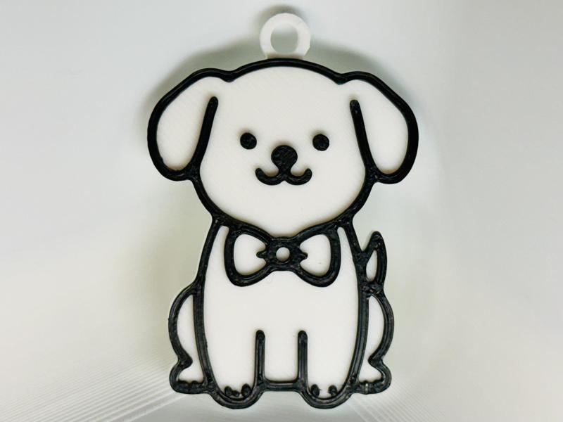 Dog Wearing a Bow Tie Keychain