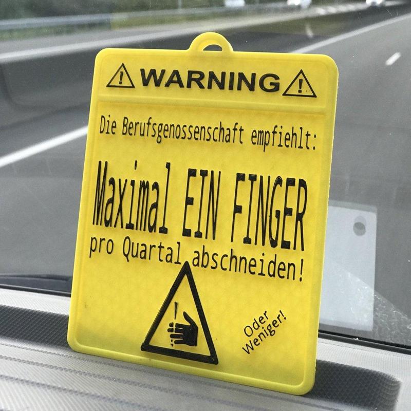 FINGER abschneiden Schild
