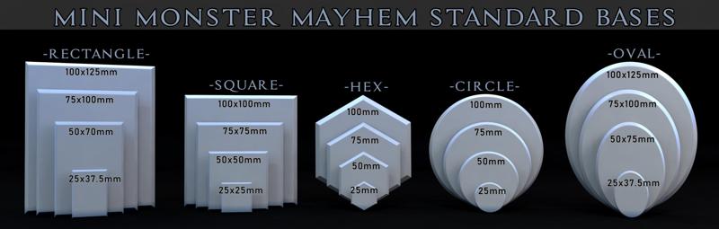 Standard bases(25,50,75,100mm/ Hex, round, oval, square, rectangle