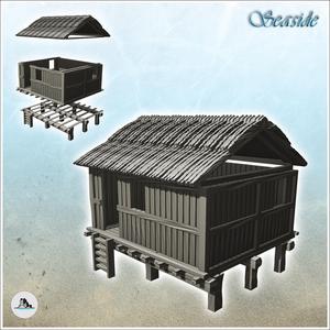 Tropical house on stilts with access ladder (11) - Cold Era Modern Warfare Conflict World War 3 RPG  Post-apo