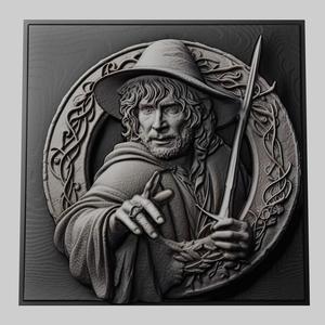 Lord of Rings Merry Brandybuck 3d printer relief medallion stone tablet obj stl