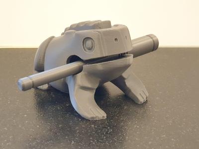 Percussion frog with support only in the mouth