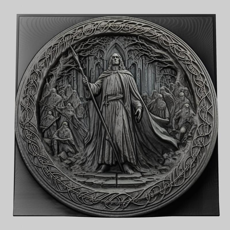 Lord of Rings Theoden 3d printer relief medallion stone tablet obj stl