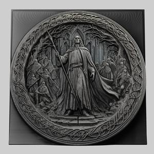 Lord of Rings Theoden 3d printer relief medallion stone tablet obj stl