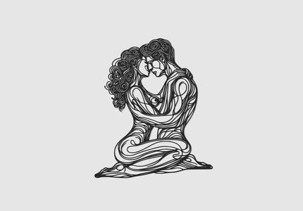 Love couple Wall art Line art