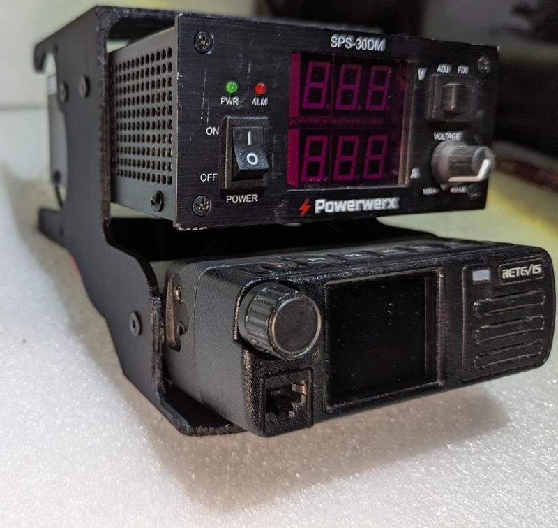 Combo Mount for Powerwerx SPS-30MB, Retevis RT73, and Hamradio WorkBench Powerpole Board