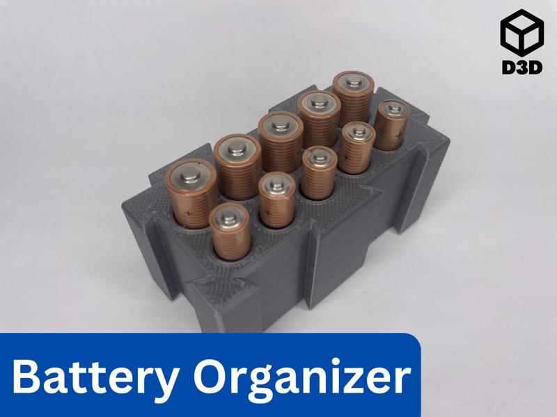 AAA and AA Battery Organizer Large (Modular Dovetail Organization System)