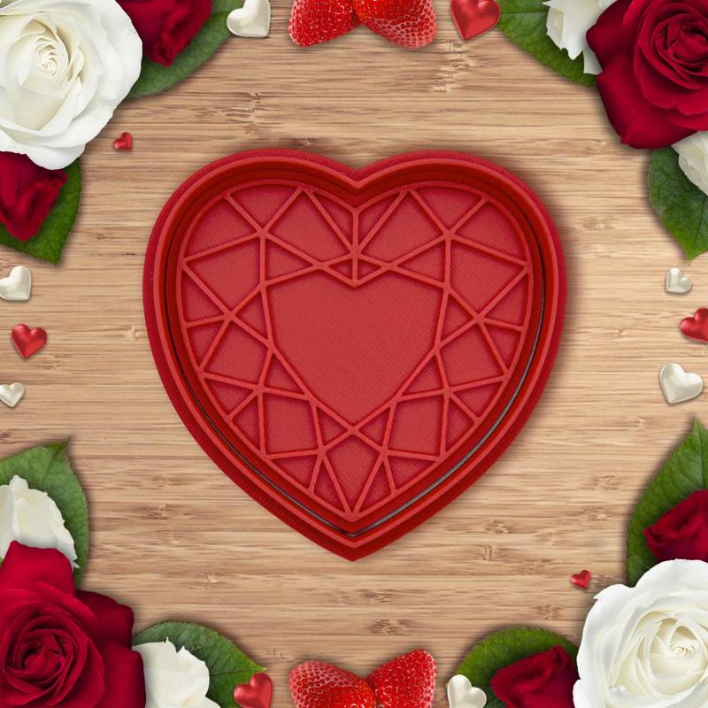 Valentine - Diamond heart cookie cutter / stamp